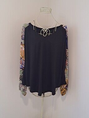 Beyove Bohemian Witchy Hippie Gypsy Cottagecore Fairycore Paisley Print Top XL.